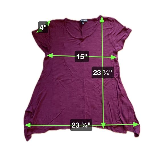 Cable & Gauge Red Scoop Neck Split Hem Tshirt Women’s Size M - Picture 6 of 6